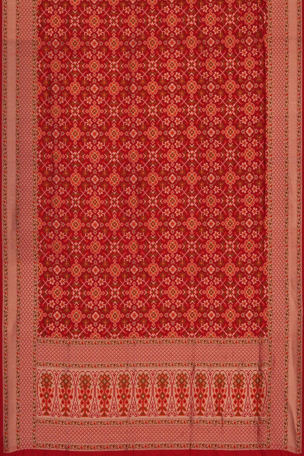 Image of Red Banarasi Silk Brocade Saree