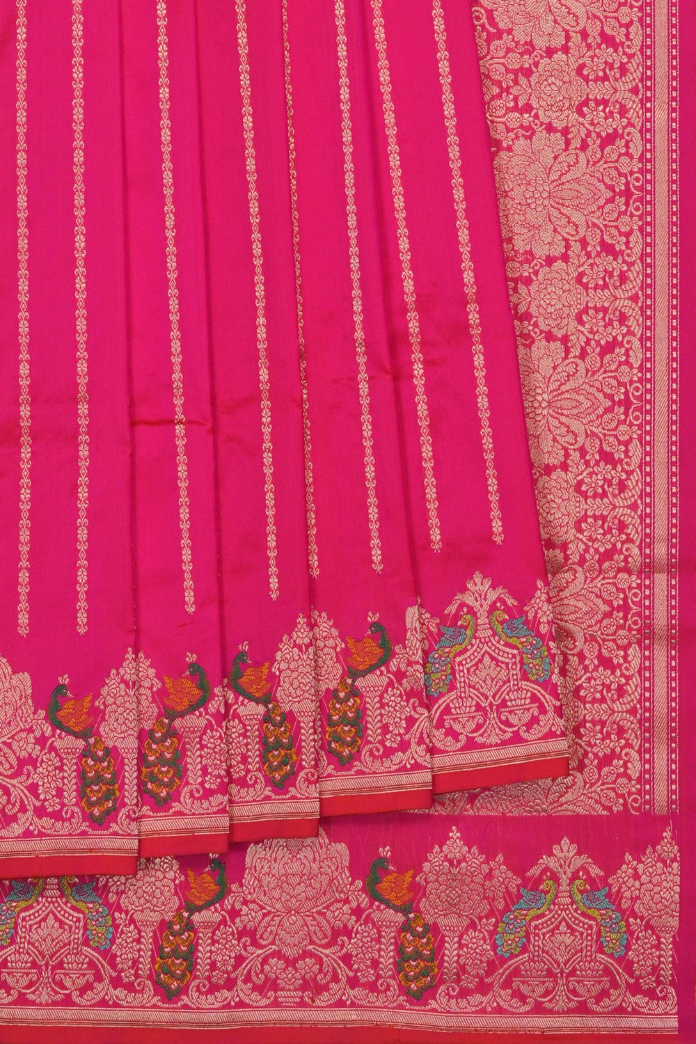 Image of Fuchsia-Pink Banarasi Silk Saree