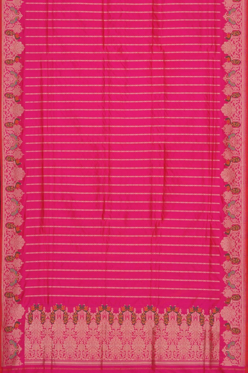 Image of Fuchsia-Pink Banarasi Silk Saree