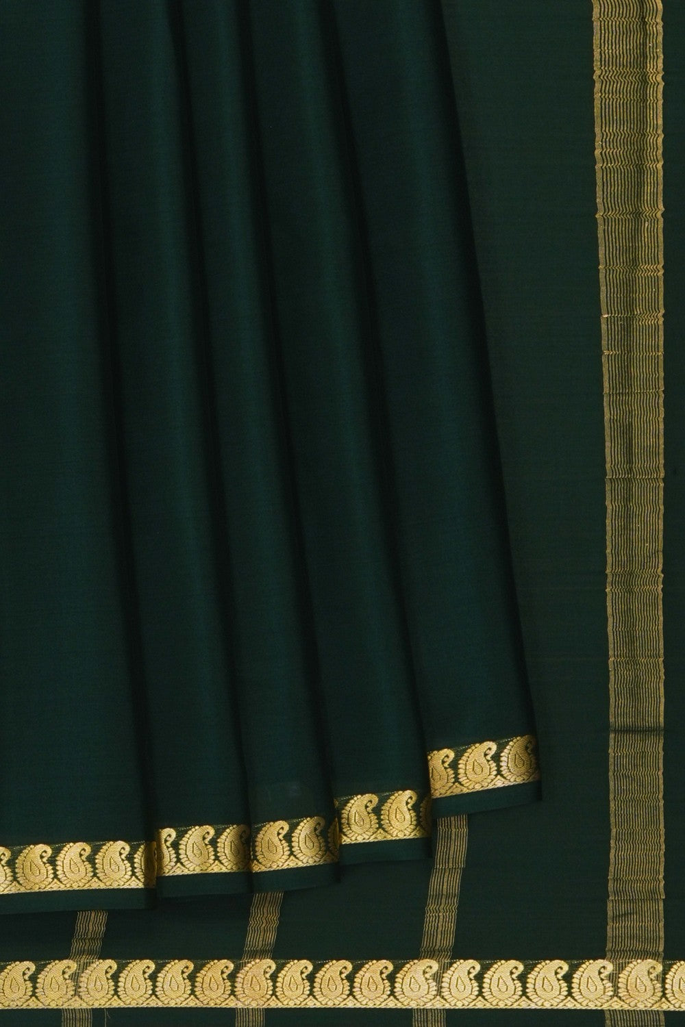 Image of Bottle-Green Crepe Saree