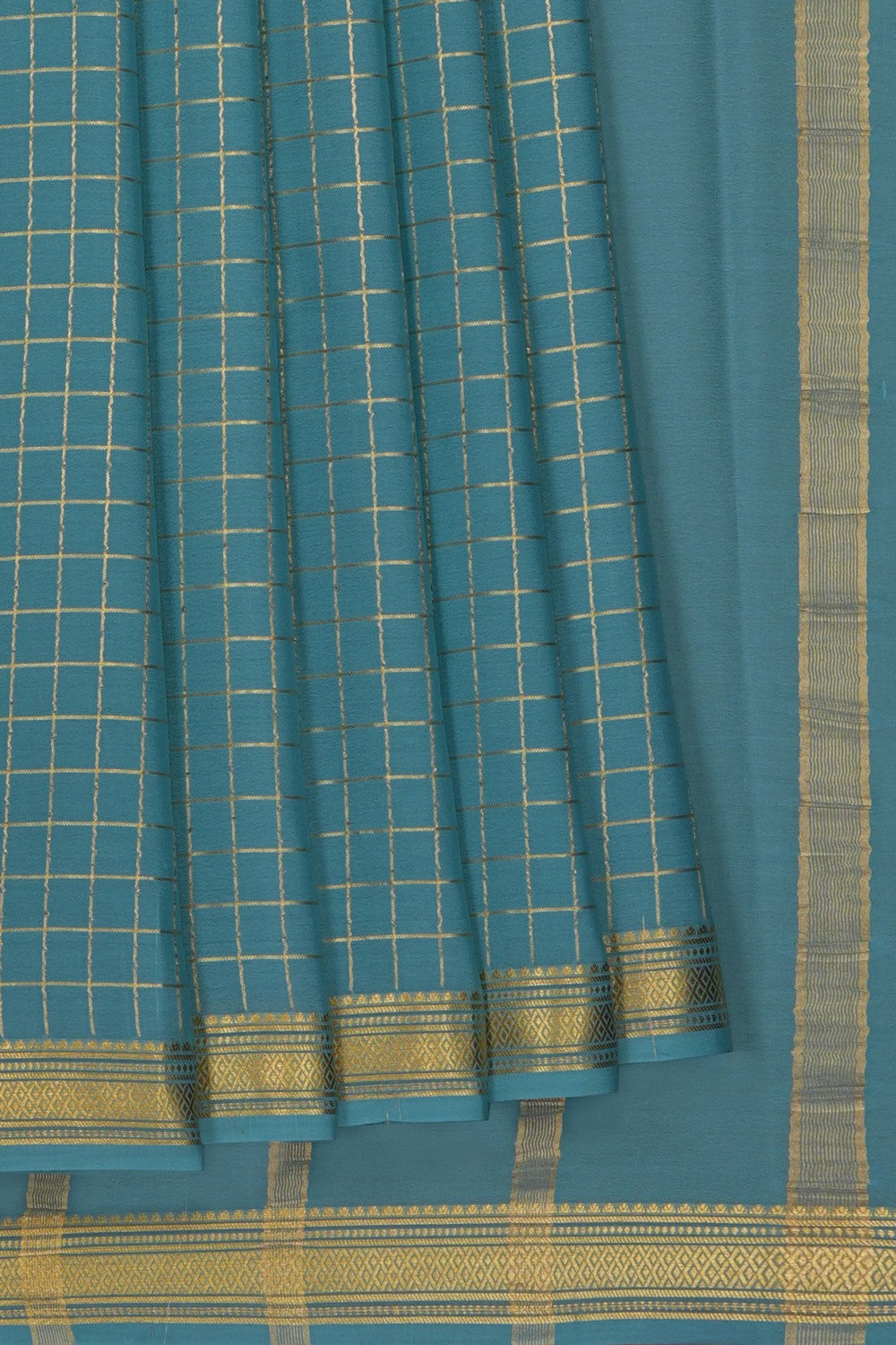 Image of Smoky Blue Crepe Saree
