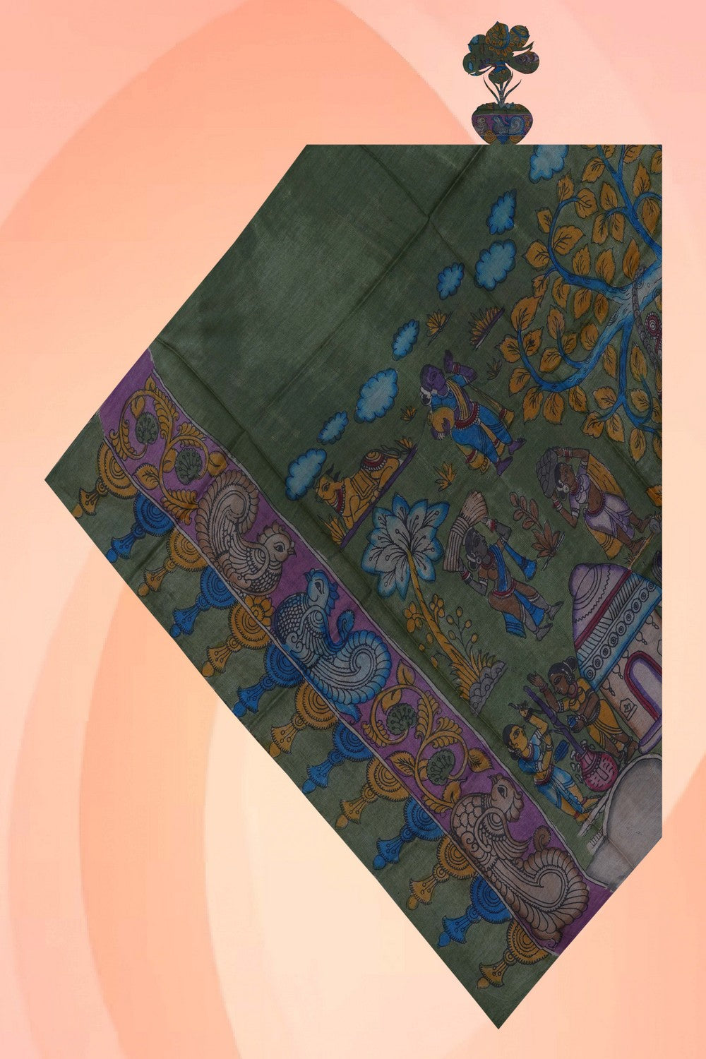 Image of Kalamkari Hand-Painted Dupatta