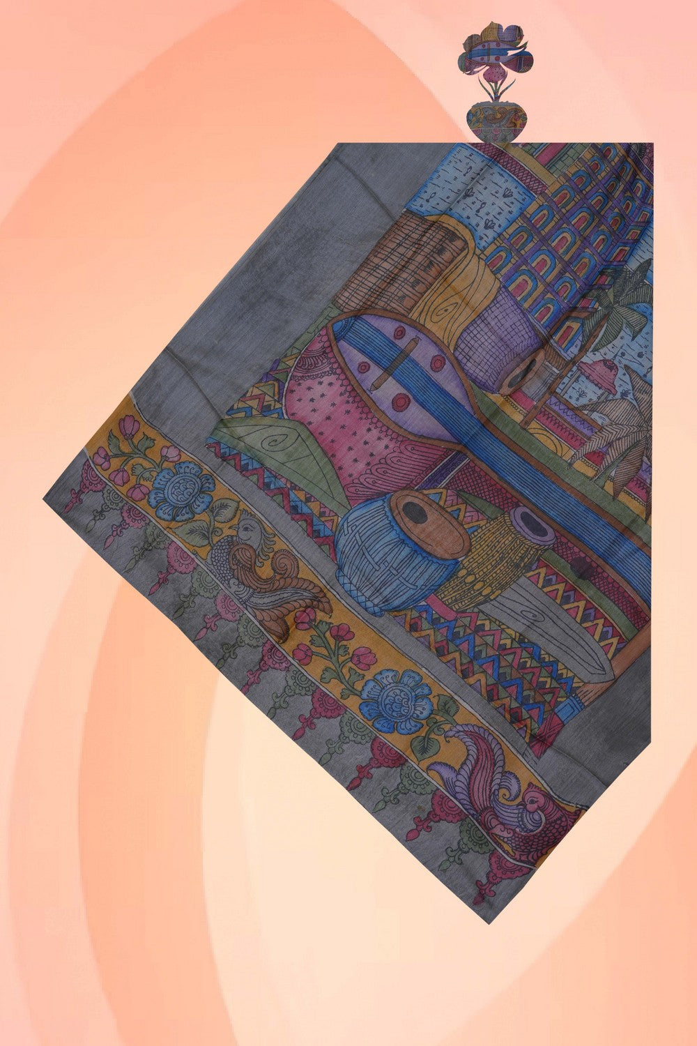 Image of Kalamkari Hand-Painted Dupatta