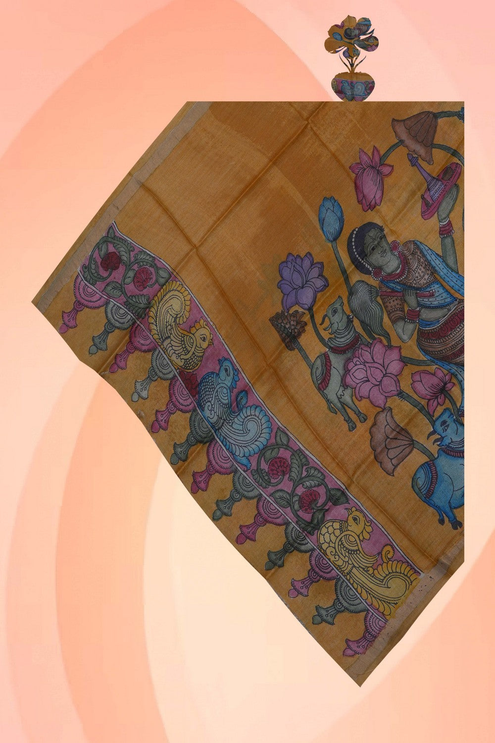 Image of Kalamkari Hand-Painted Dupatta