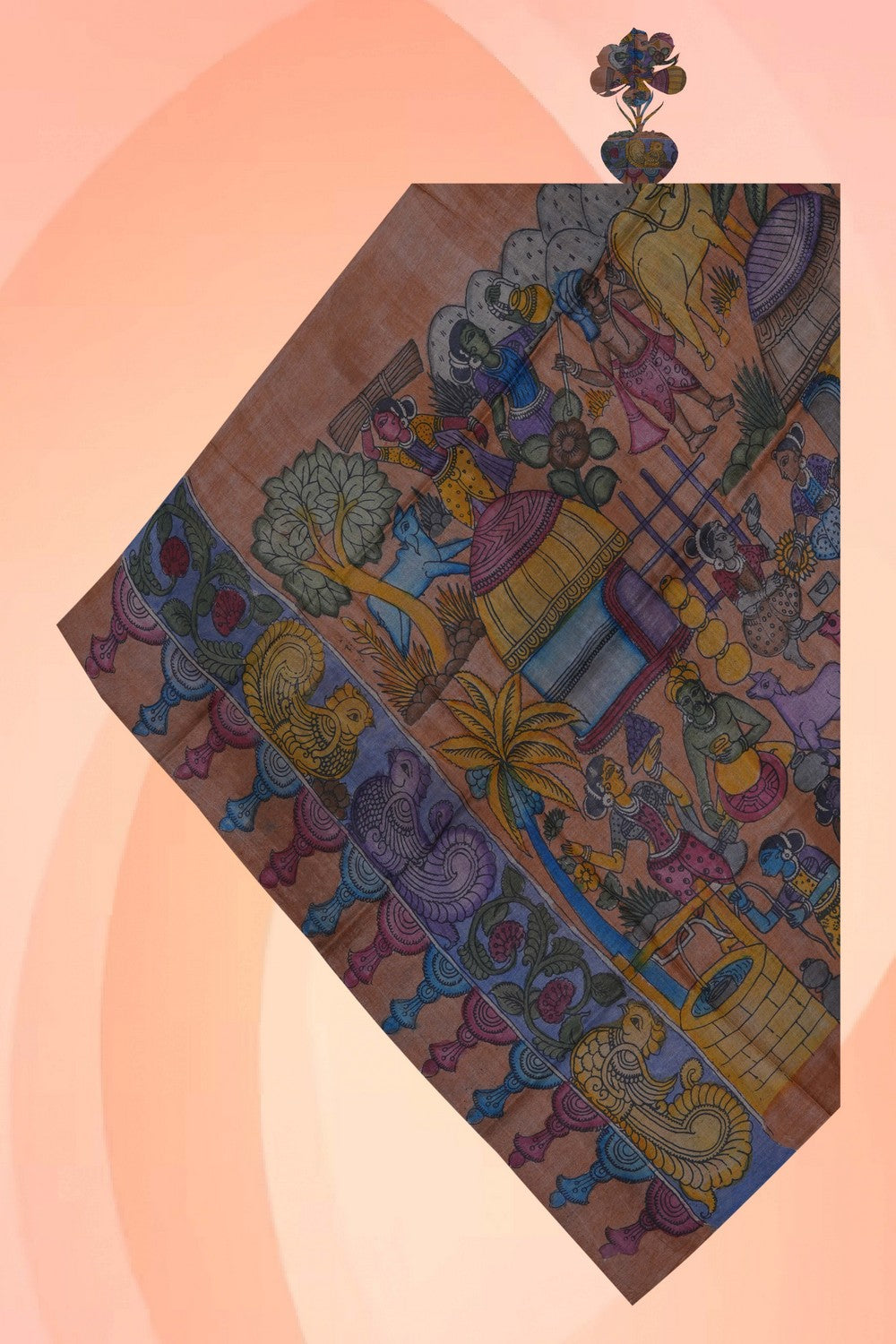 Image of Kalamkari Hand-Painted Dupatta