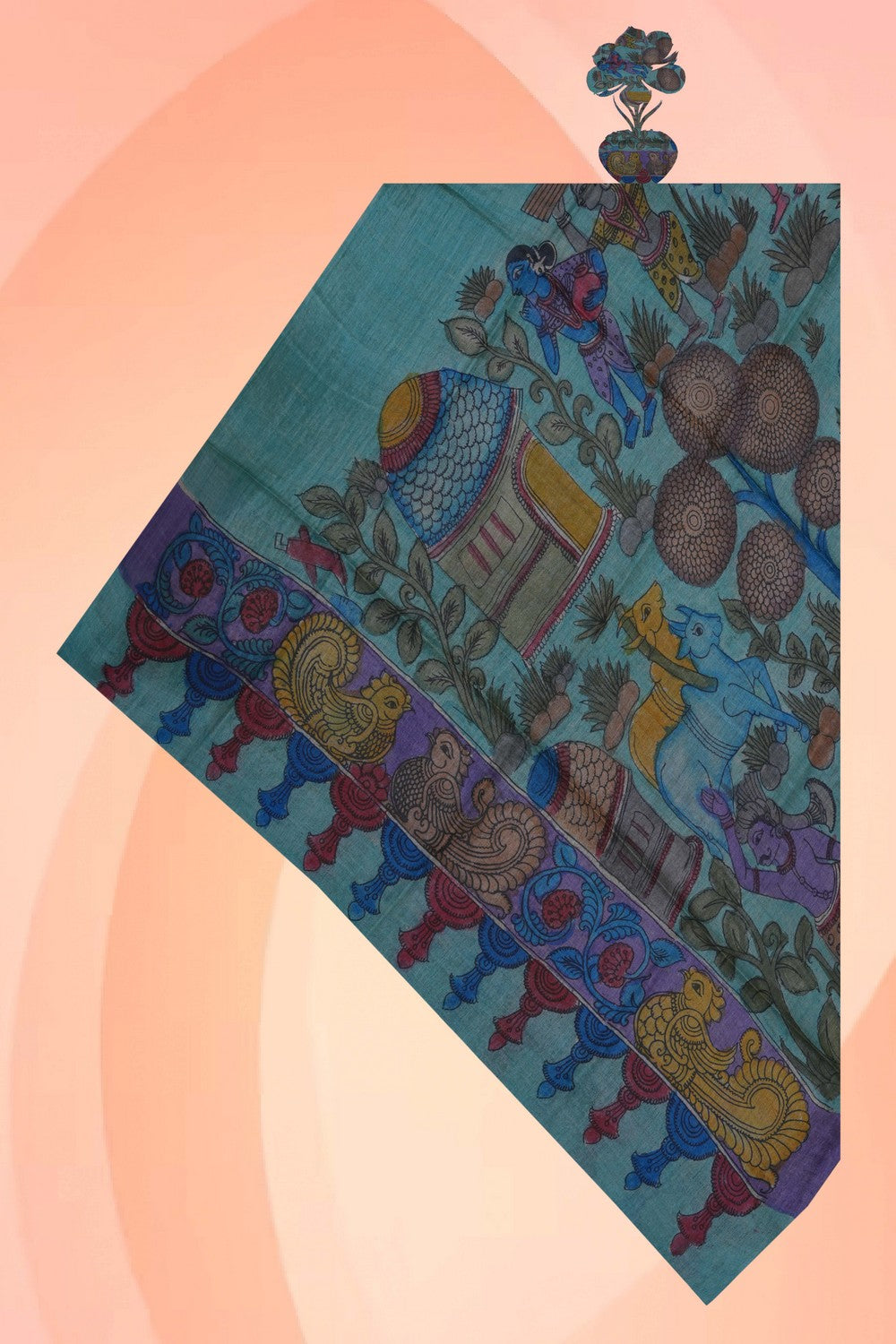Image of Kalamkari Hand-Painted Dupatta