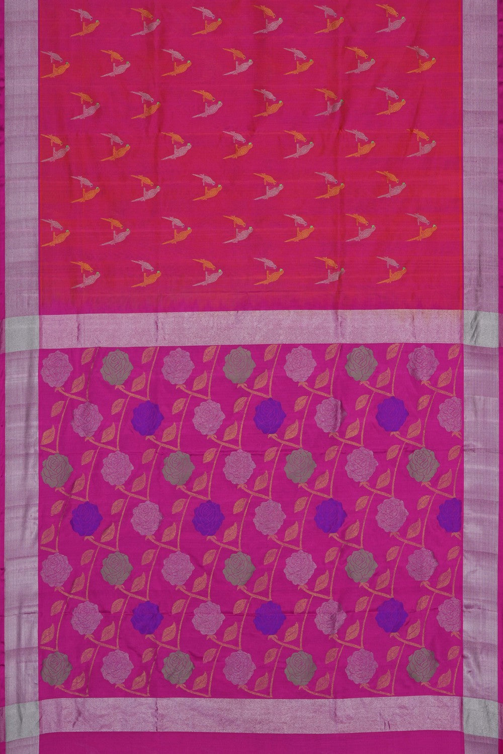 Image of Fuchsia-Pink Venkatagiri Silk Saree