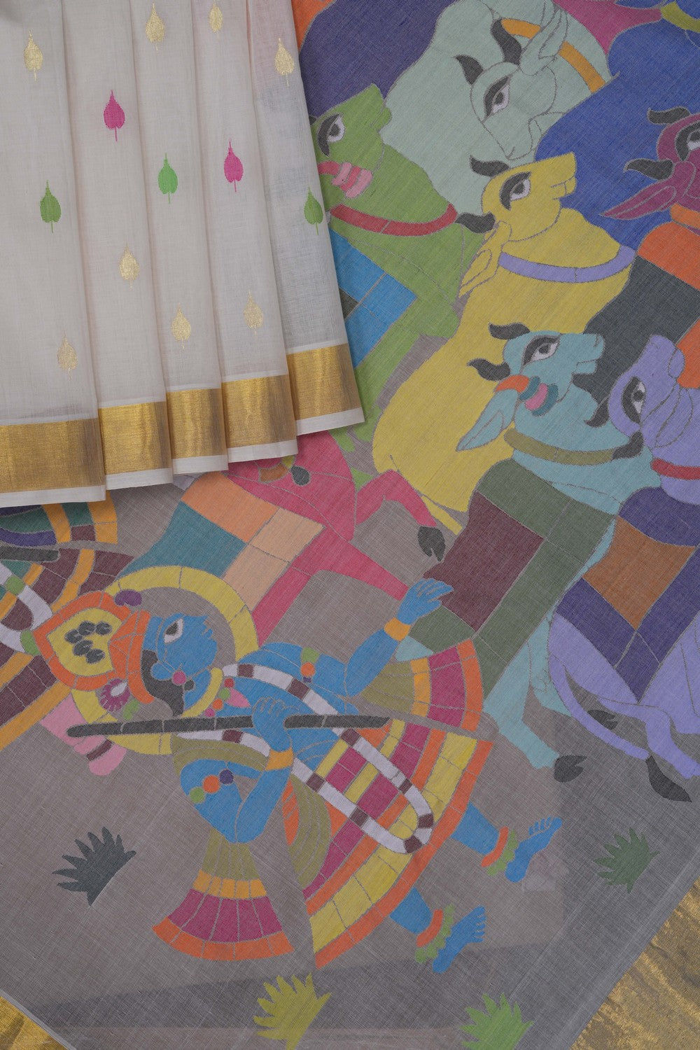 Image of Off-White Venkatagiri Cotton Saree