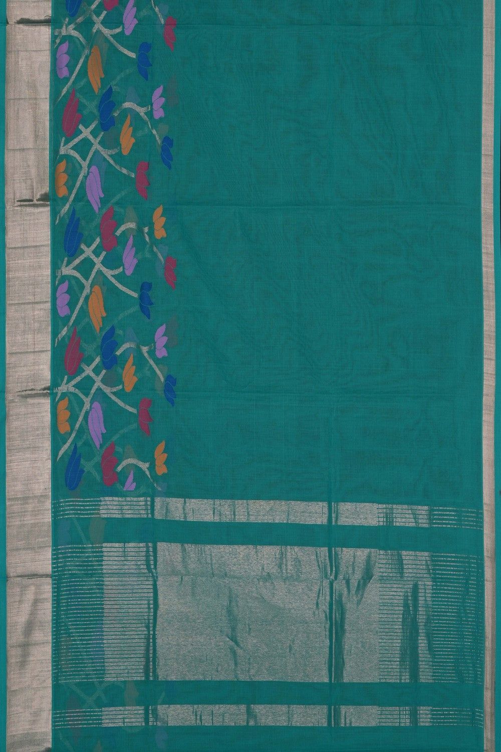Image of Teal Blue Venkatagiri Cotton Saree