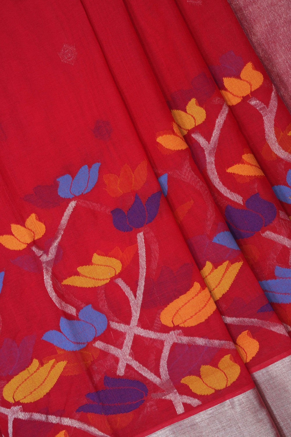 Image of Red Venkatagiri Cotton Saree