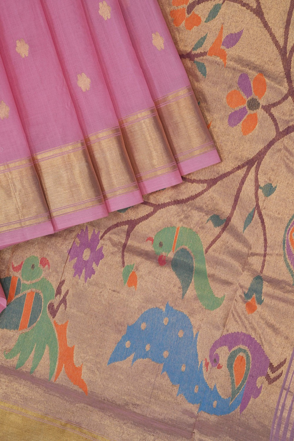 Image of Pink Venkatagiri Cotton Saree