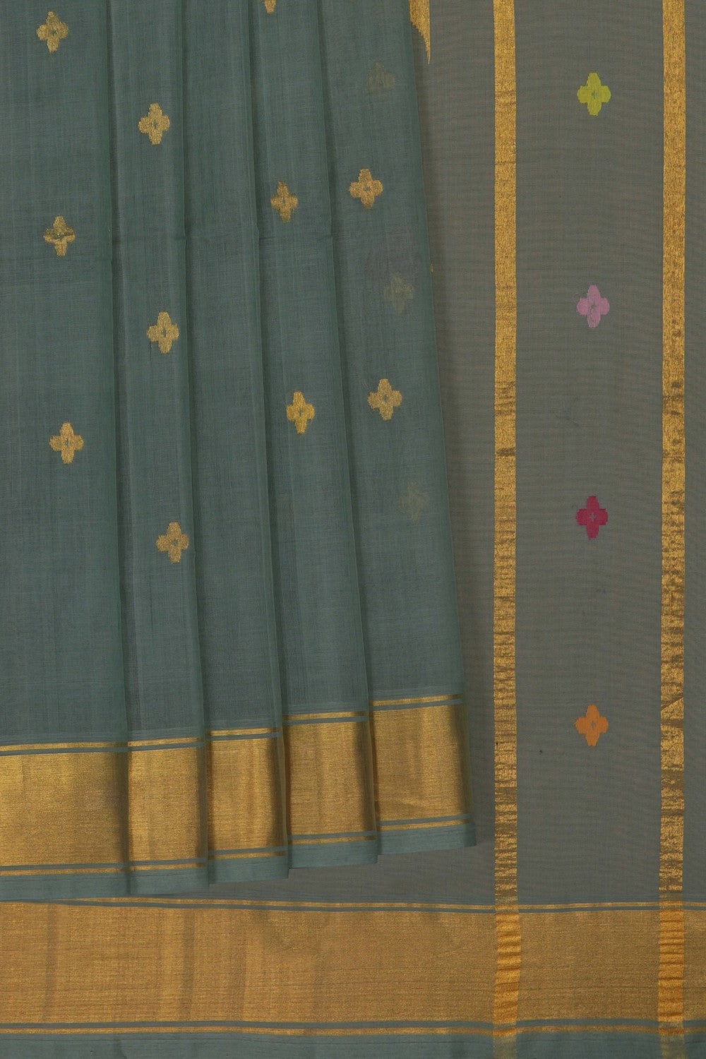 Image of Smoky Green Venkatagiri Cotton Saree