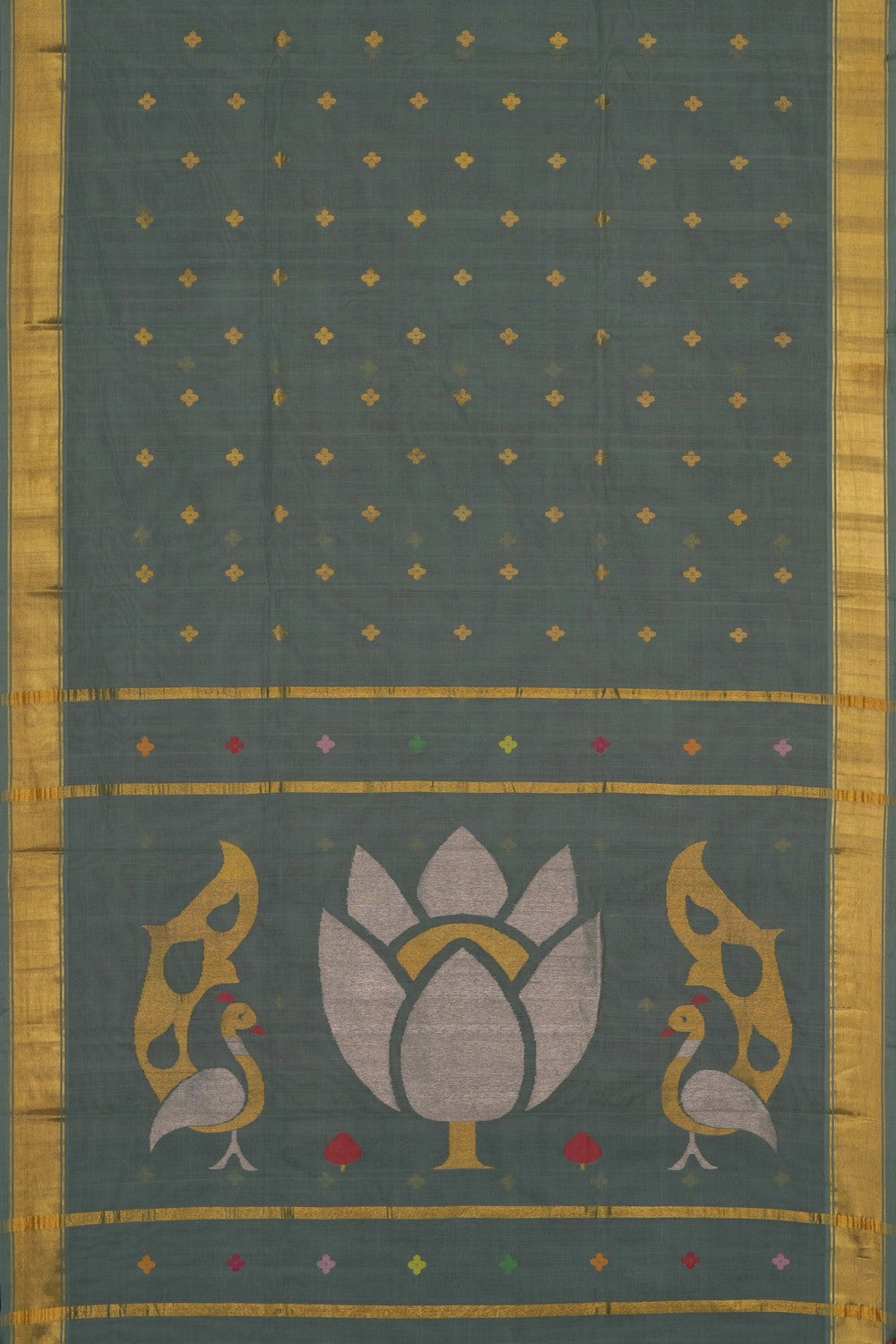 Image of Smoky Green Venkatagiri Cotton Saree