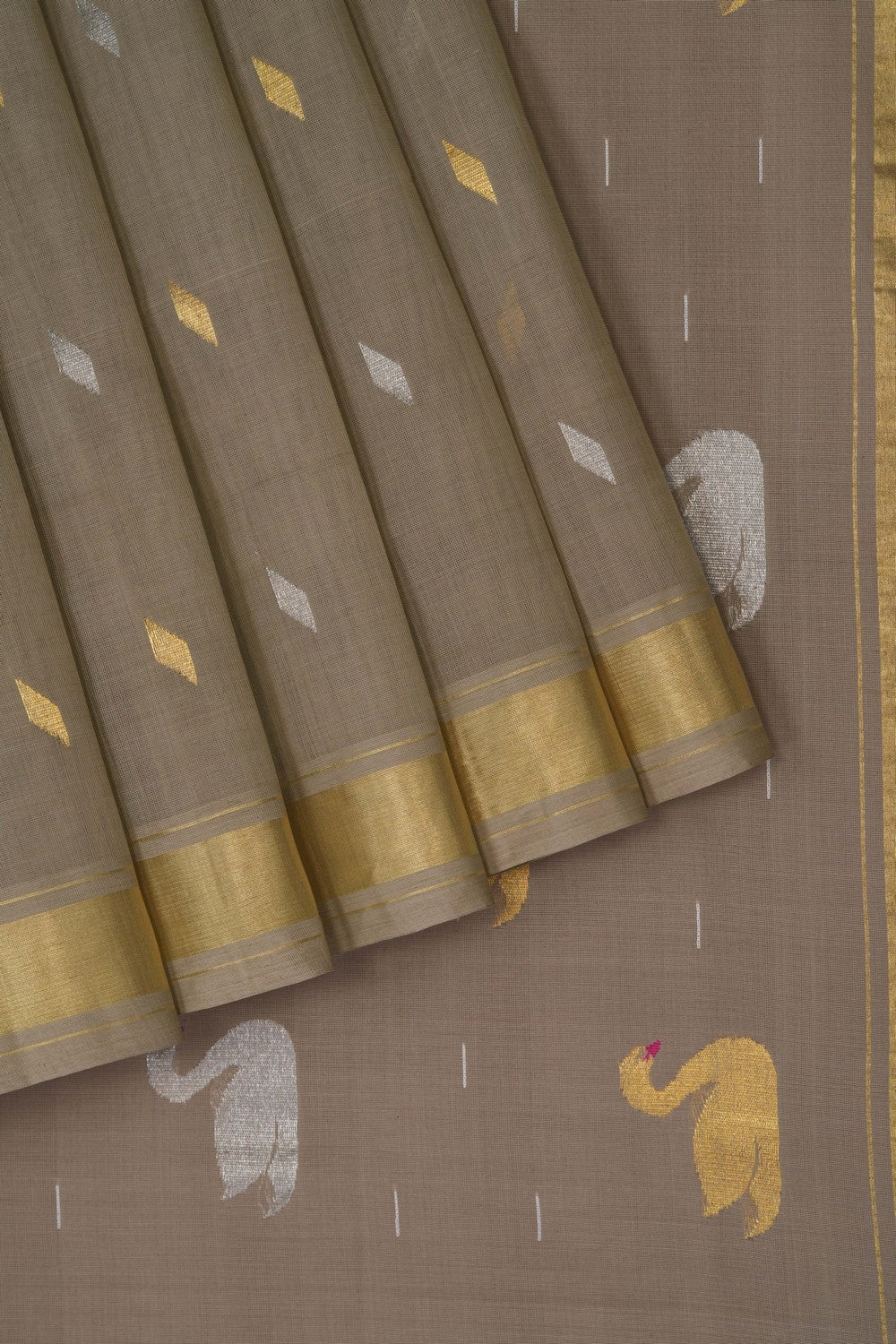 Image of Grey Venkatagiri Cotton Saree