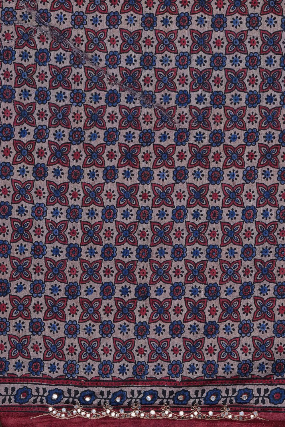 Image of A Fusion Bandhani Ajrakh Printed Saree