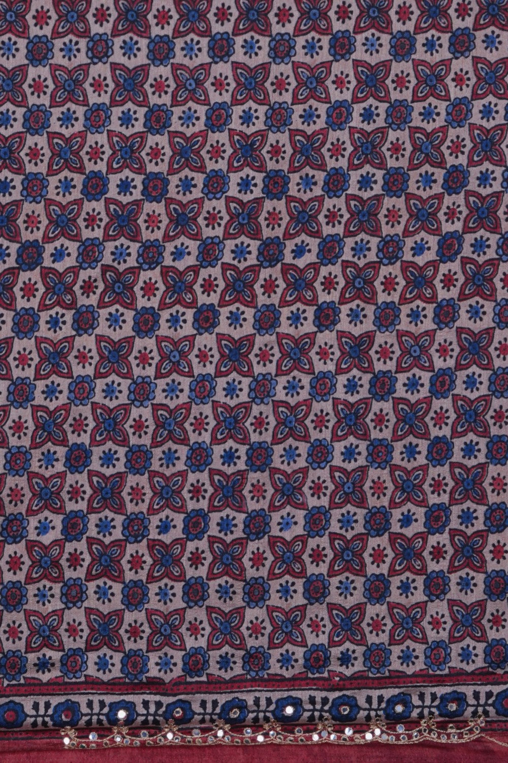 Image of A Fusion Bandhani Ajrakh Printed Saree