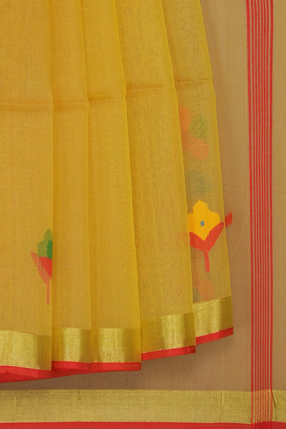 Image of Spring Yellow Kora Saree