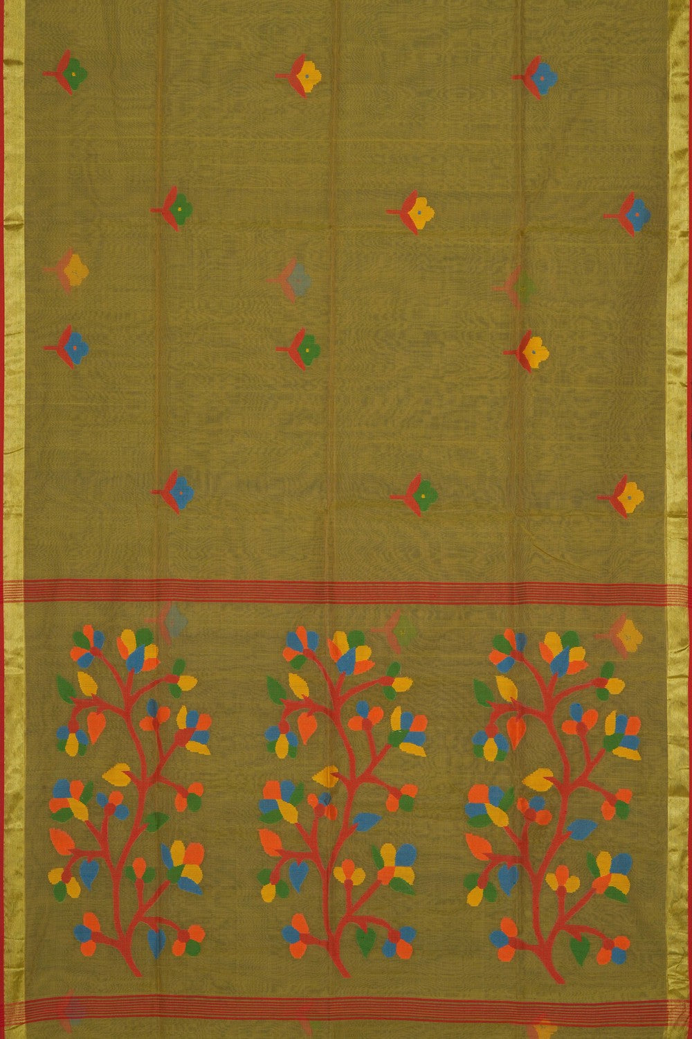 Image of Spring Yellow Kora Saree