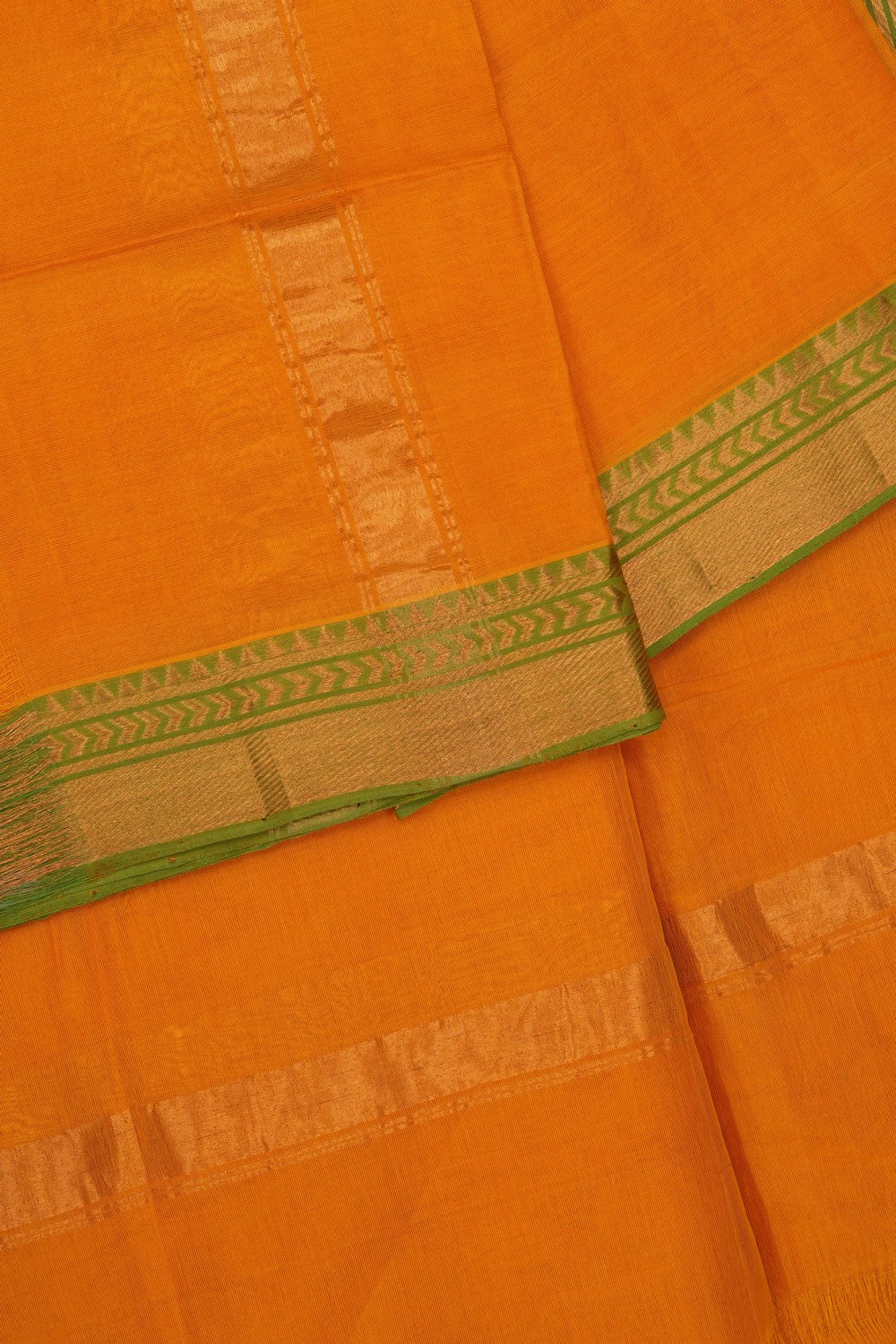 Image of Mangalgiri Silk Orange Dhoti With Kanduva (8 X 4)