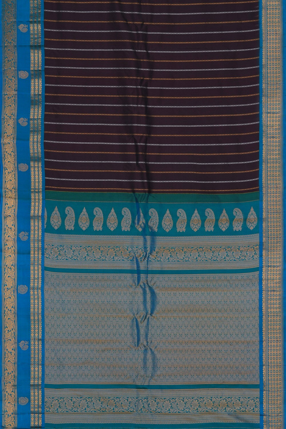 Image of Gadwal Silk Brown Saree