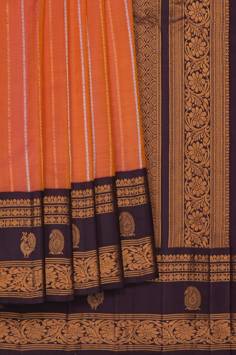 Image of Gadwal Silk Peach Saree