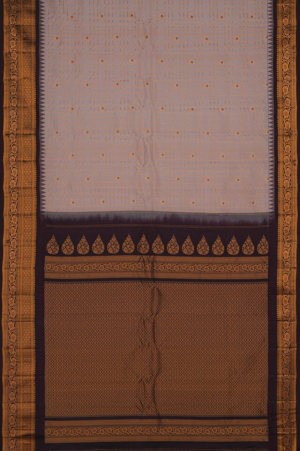 Image of Gadwal Silk Beige Kattam Saree