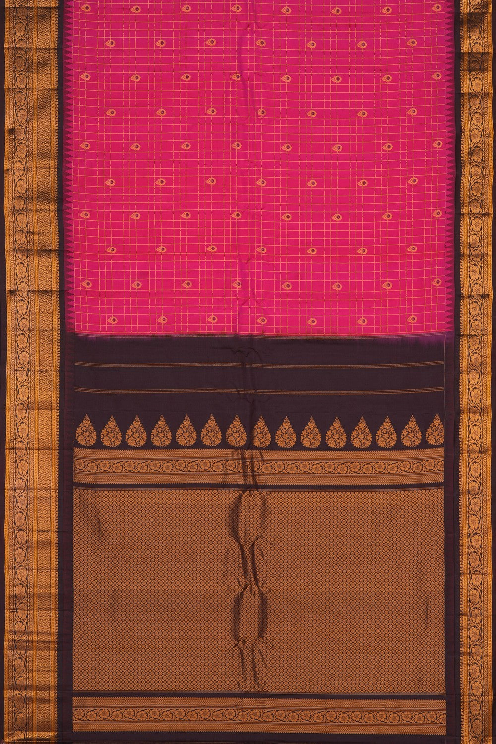 Image of Gadwal Silk Pink Kattam Saree