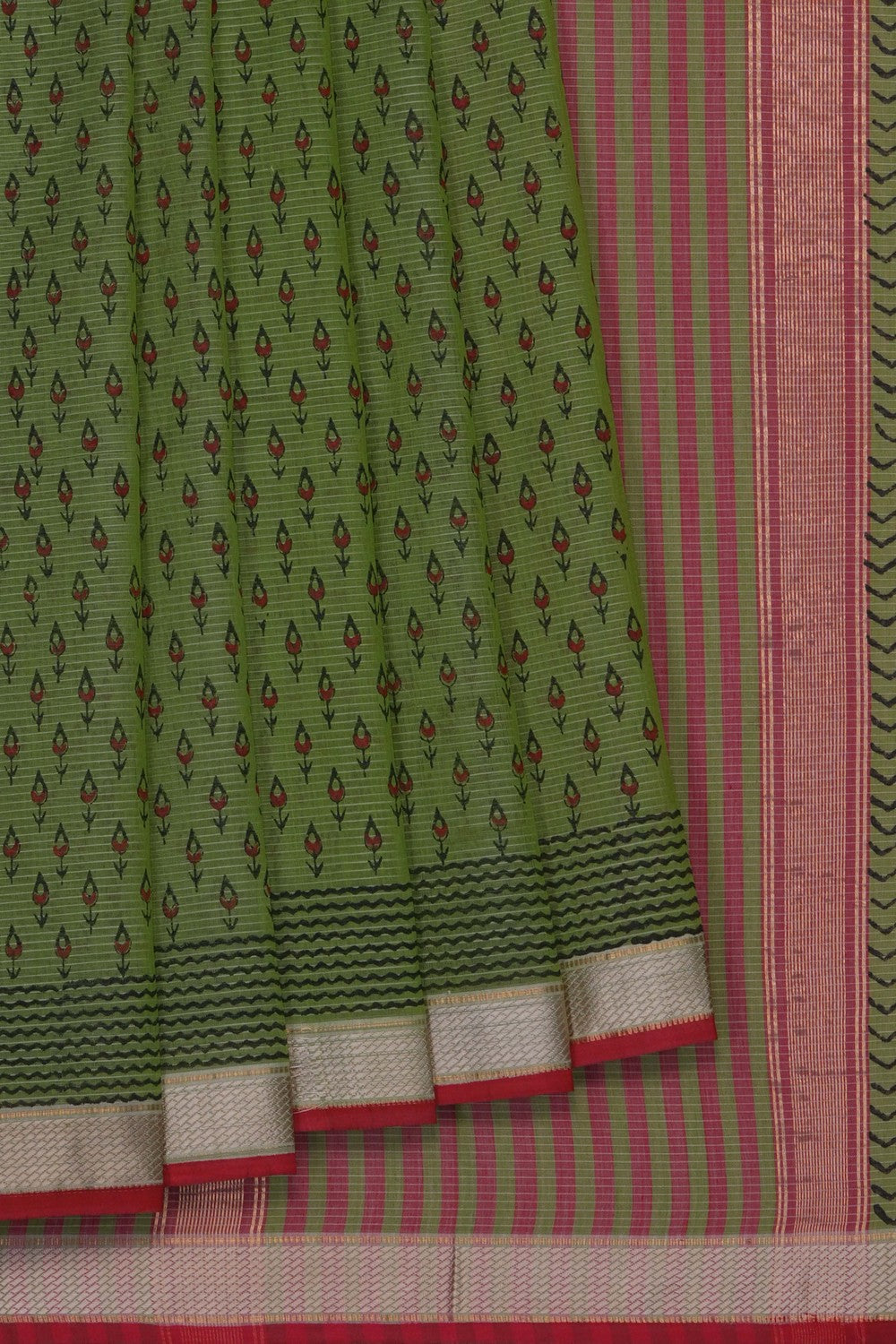 Image of Green Silk Cotton Saree