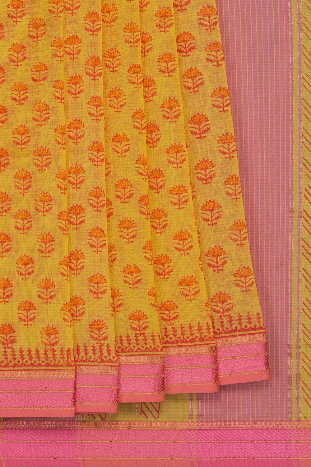 Image of Yellow Silk Cotton Saree