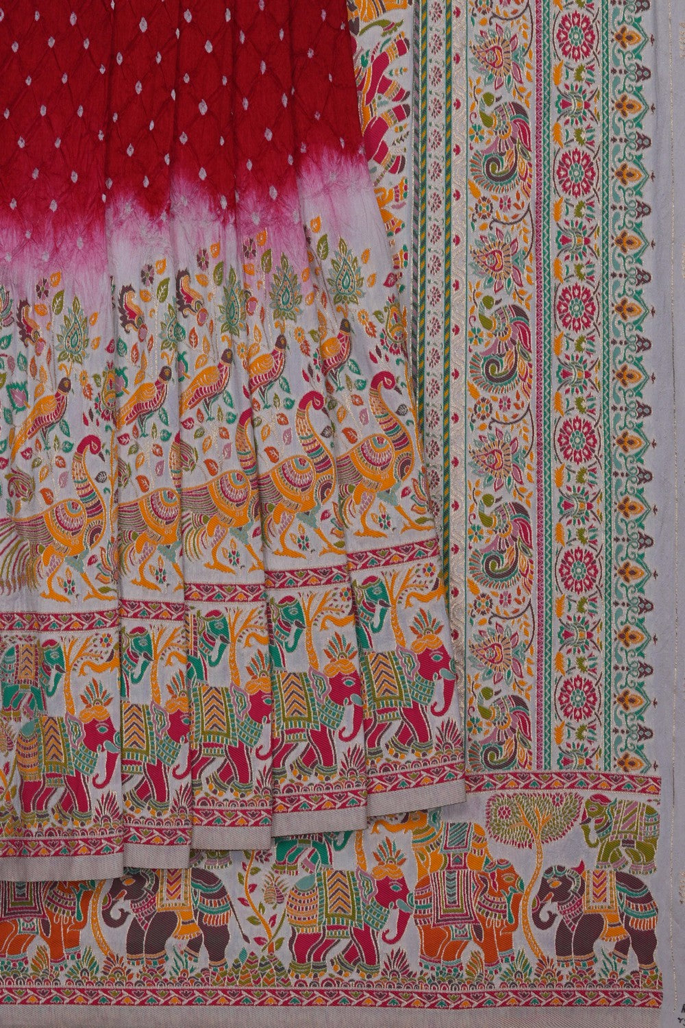 Image of Red Bandhani Saree