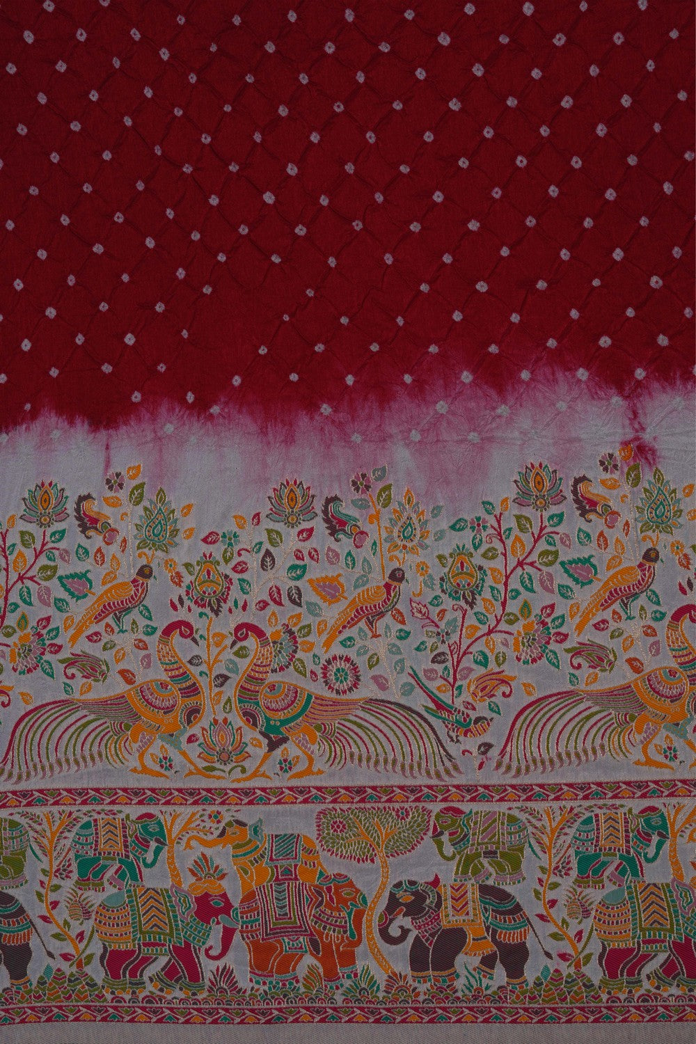 Image of Red Bandhani Saree