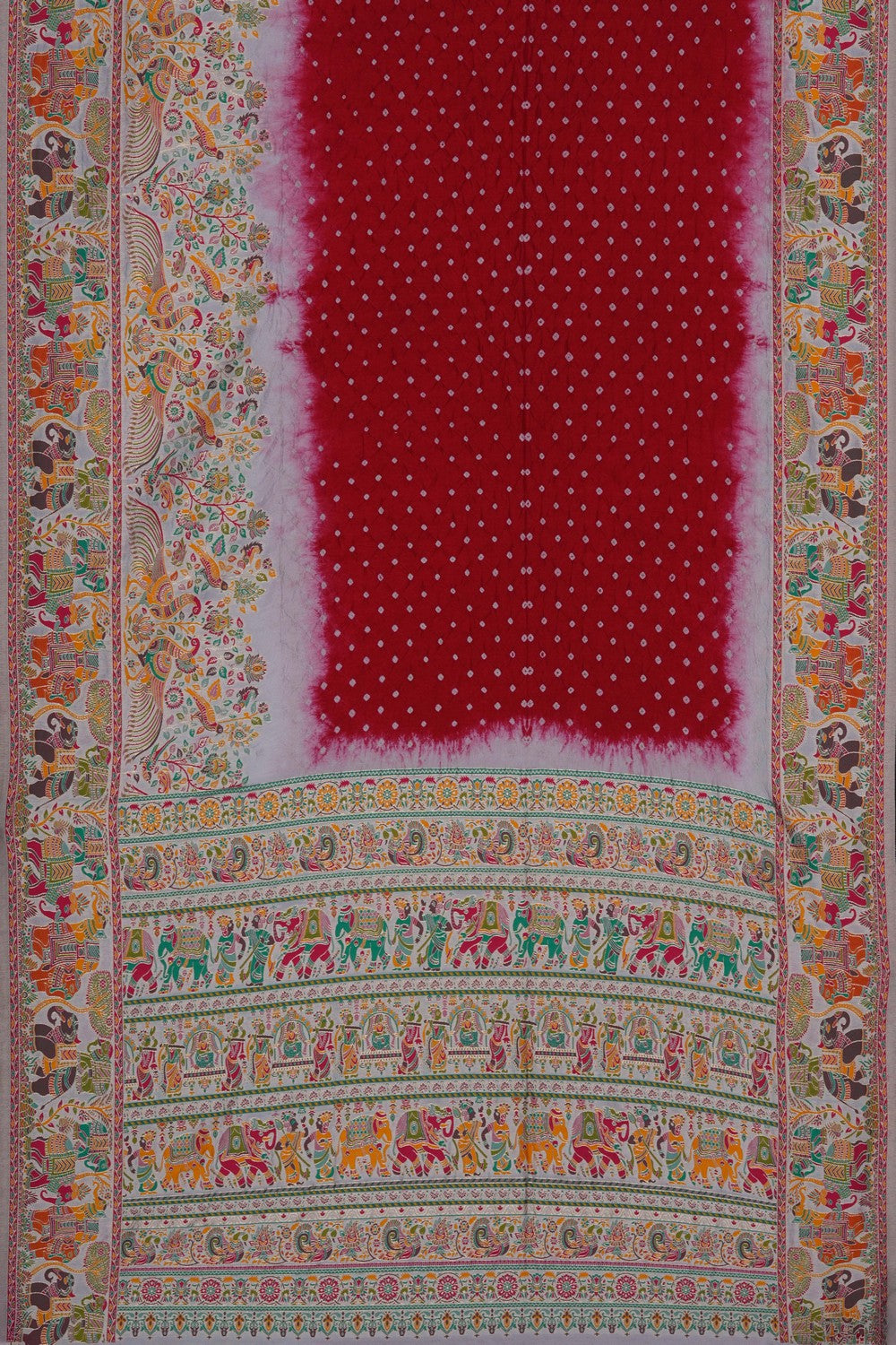 Image of Red Bandhani Saree