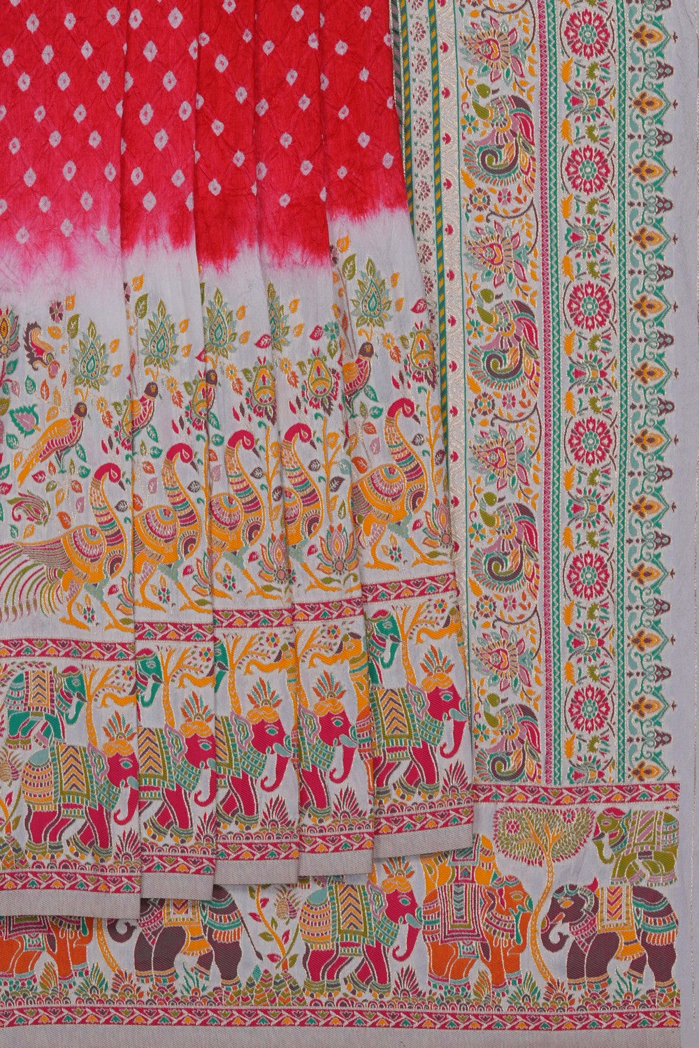 Image of Red Bandhani Saree