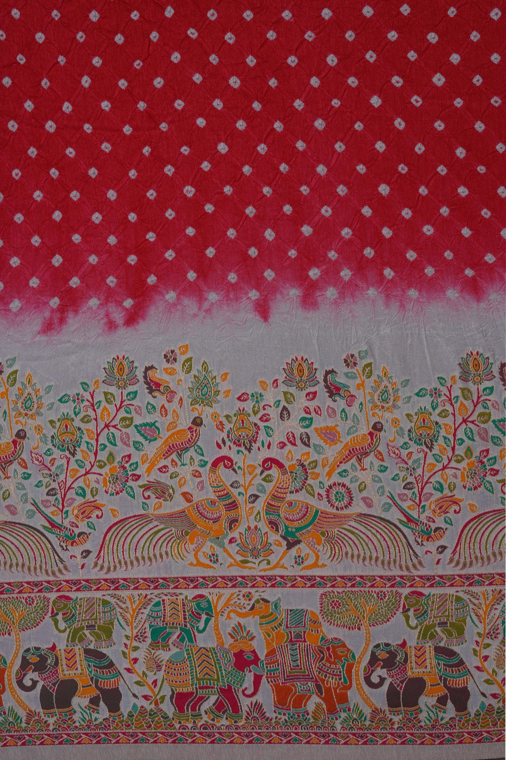 Image of Red Bandhani Saree