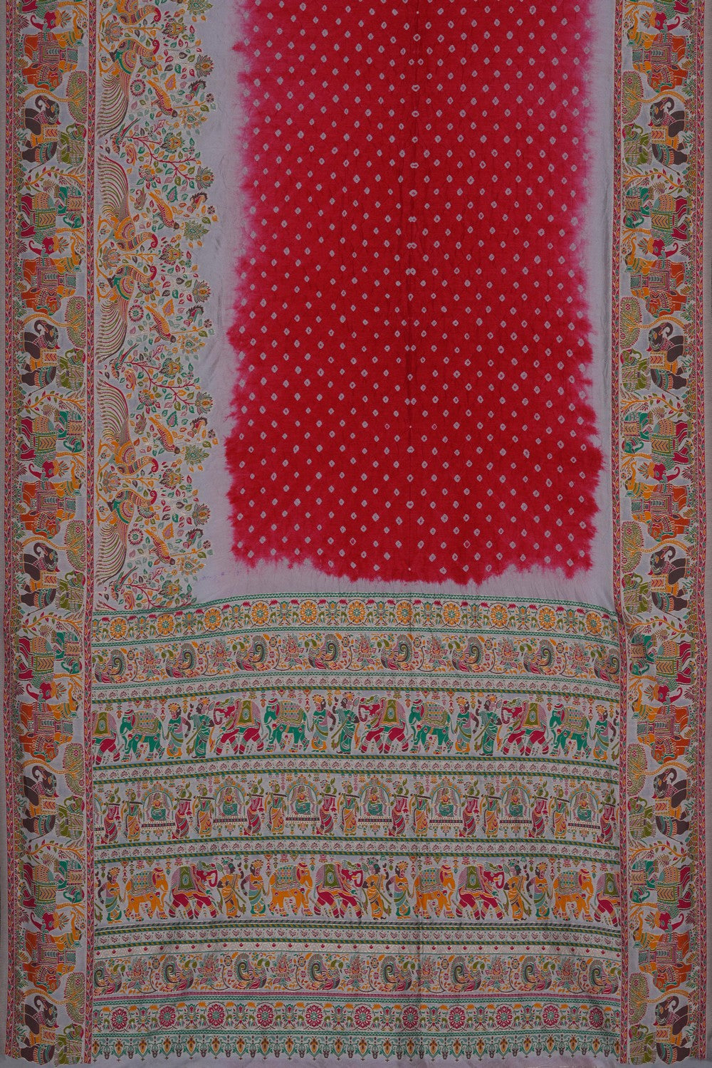 Image of Red Bandhani Saree