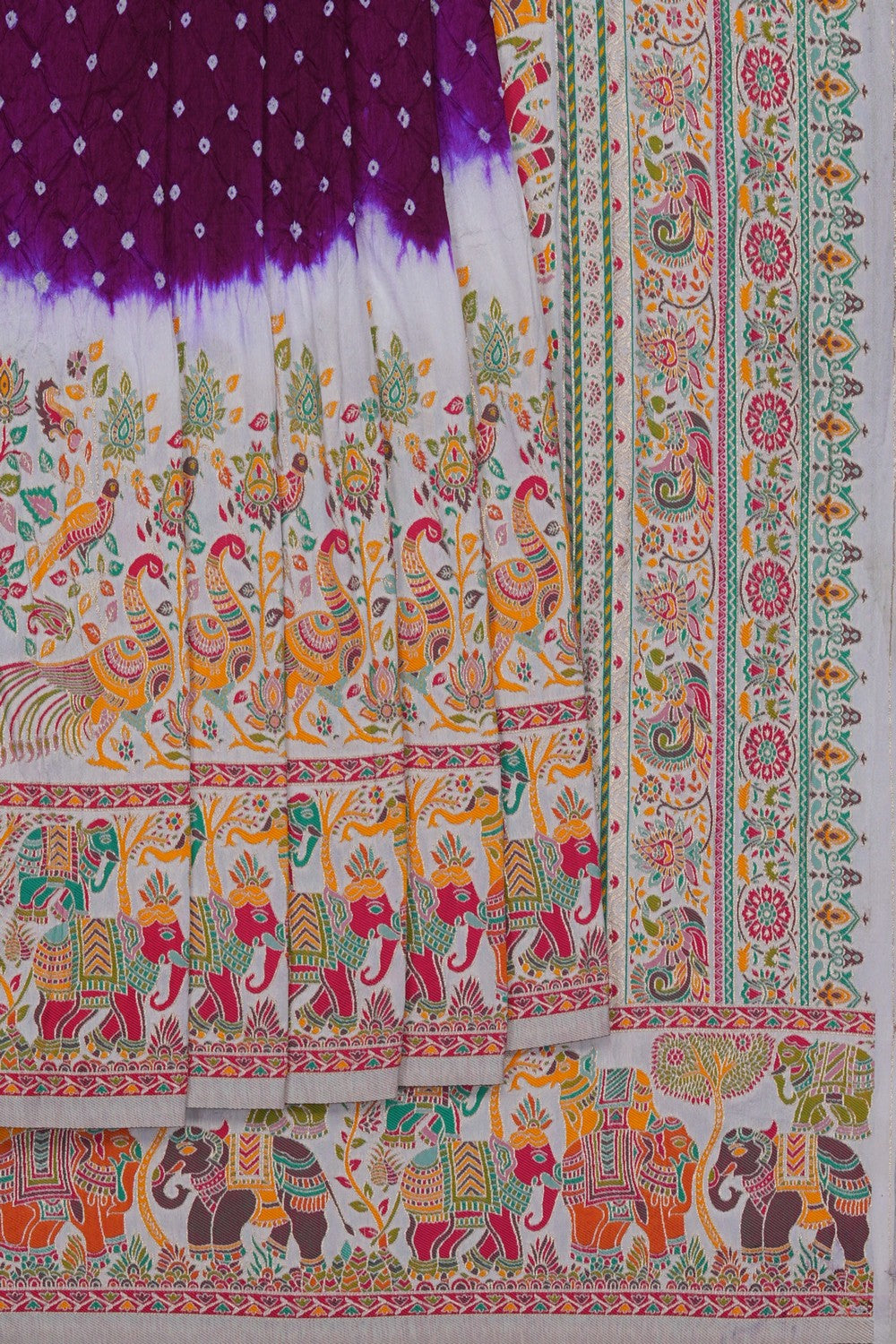 Image of Violet Bandhani Saree