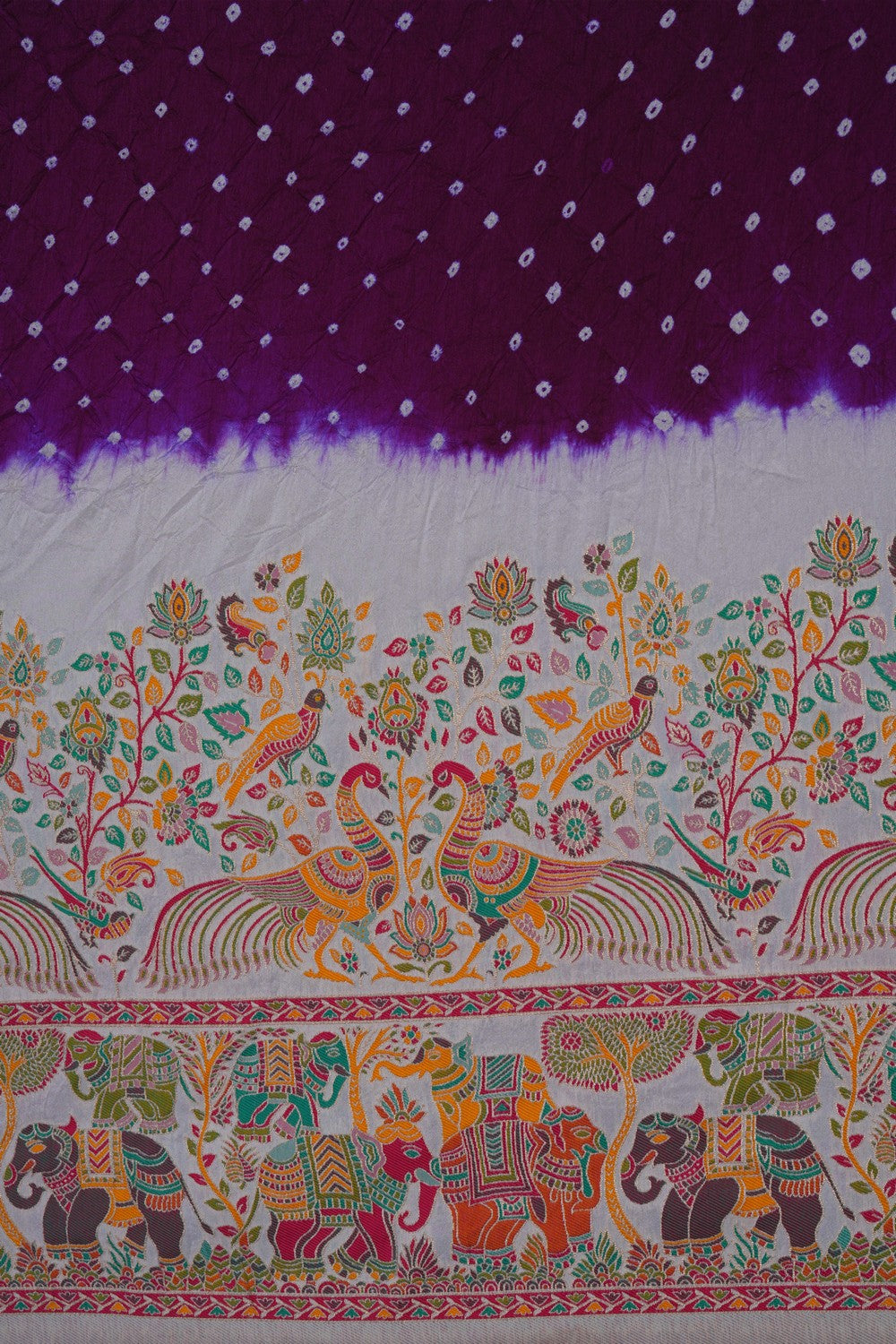 Image of Violet Bandhani Saree