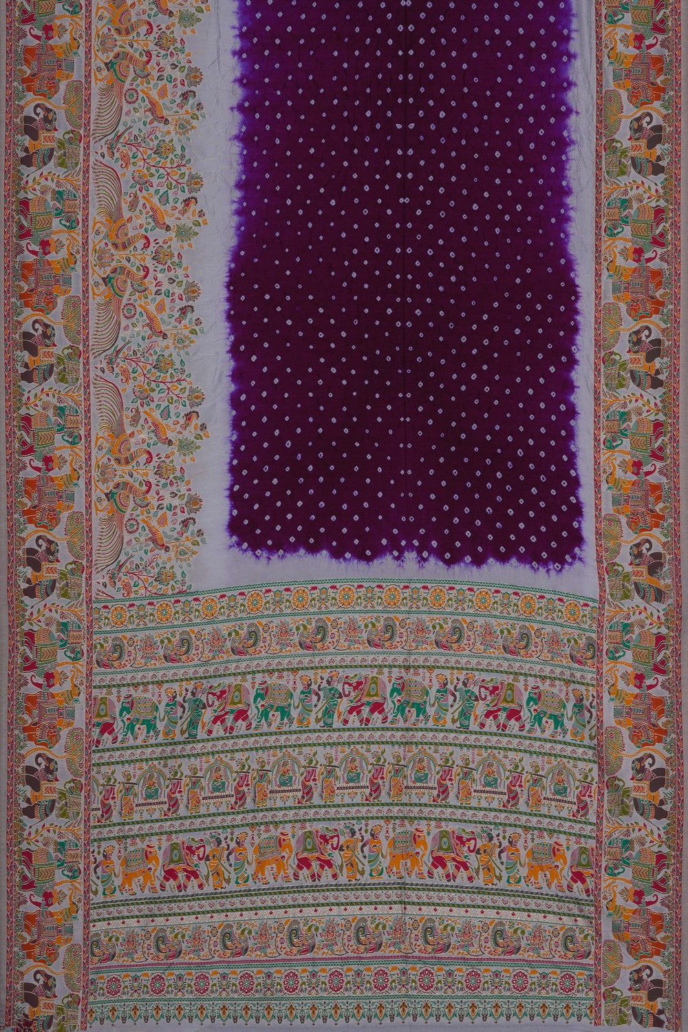 Image of Violet Bandhani Saree