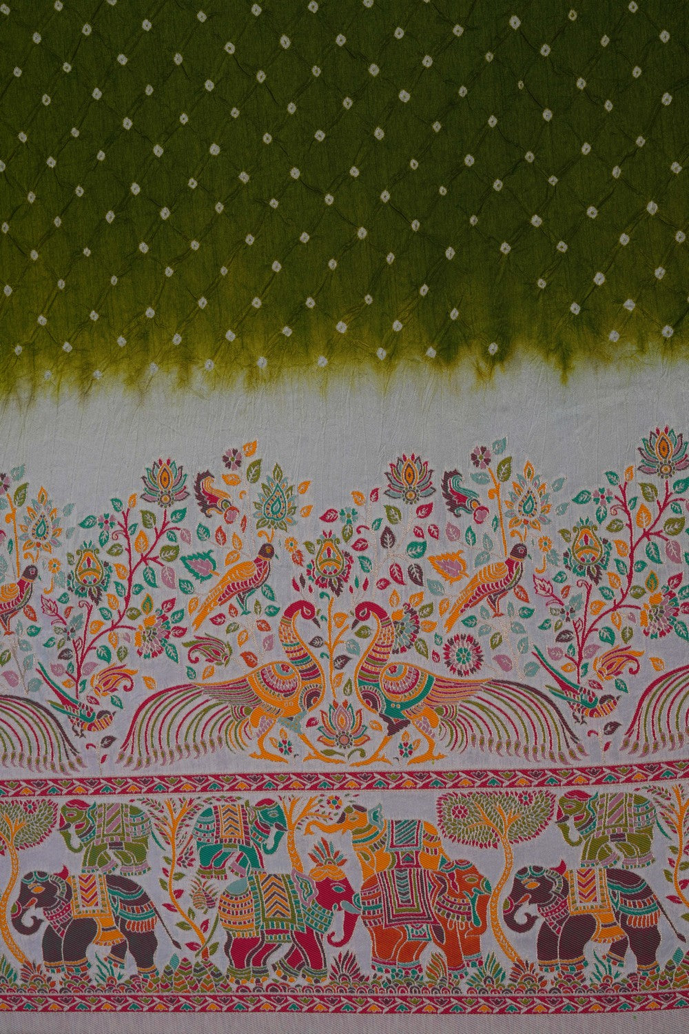 Image of Green Bandhani Saree
