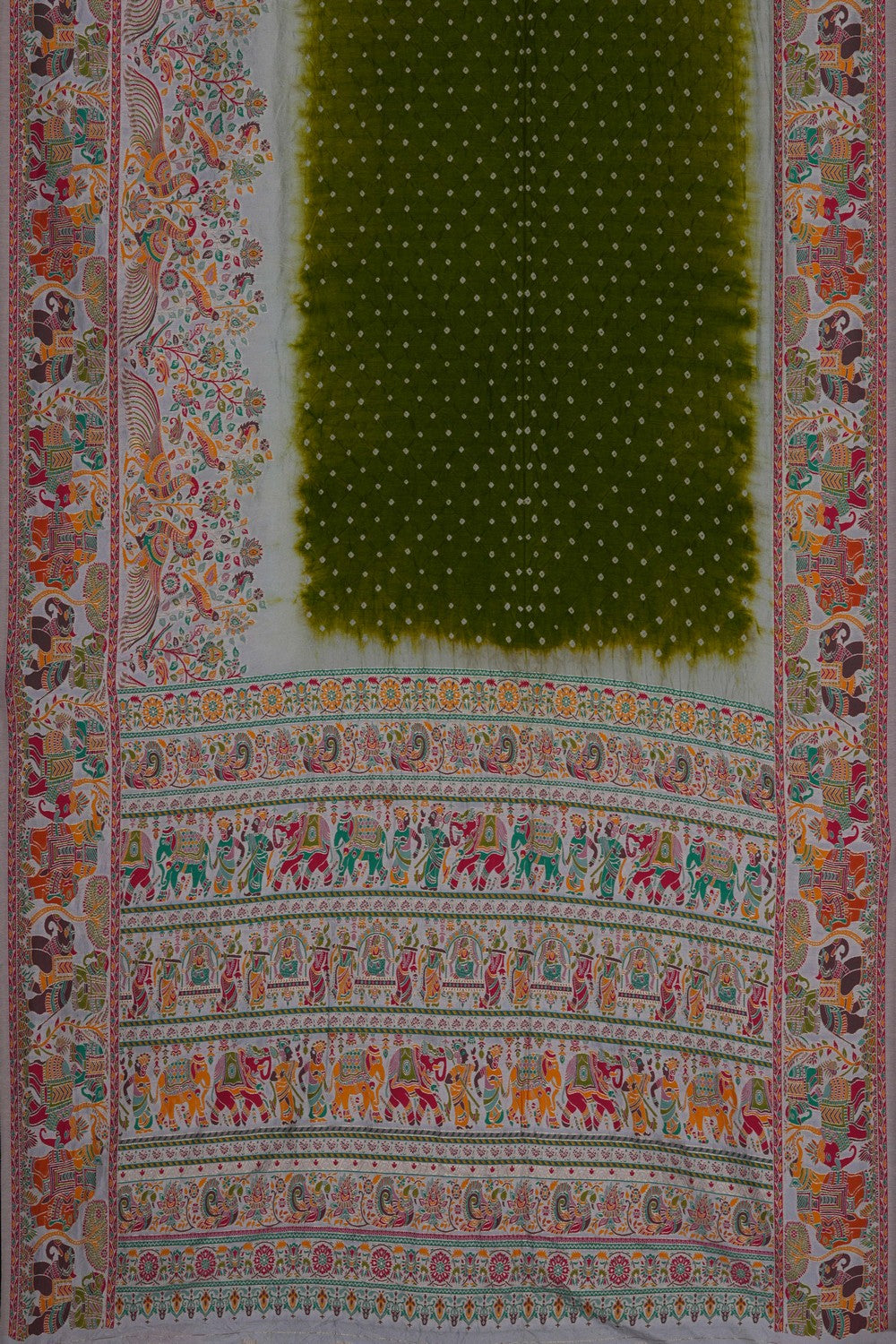 Image of Green Bandhani Saree