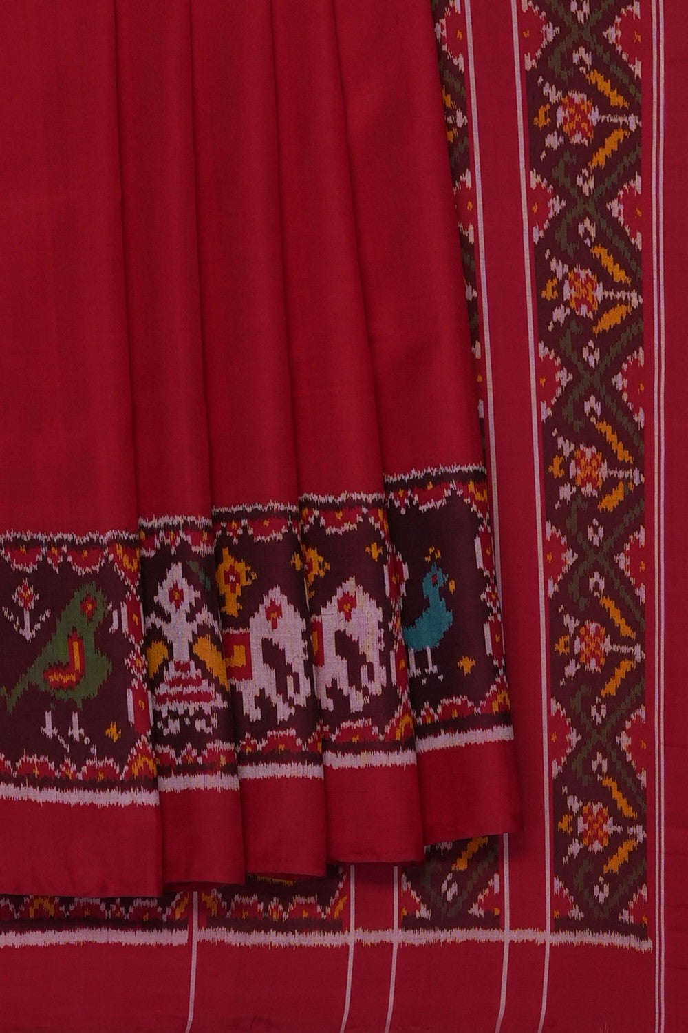 Image of Red Rajkot Silk Saree