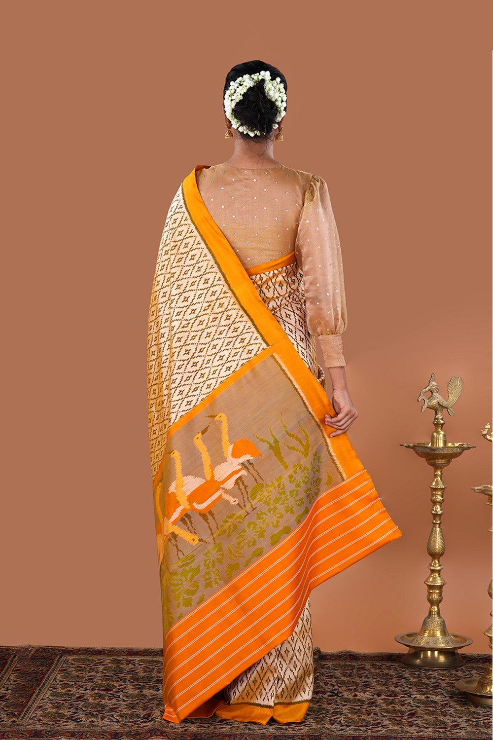 Image of Off-White Rajkot Silk Saree