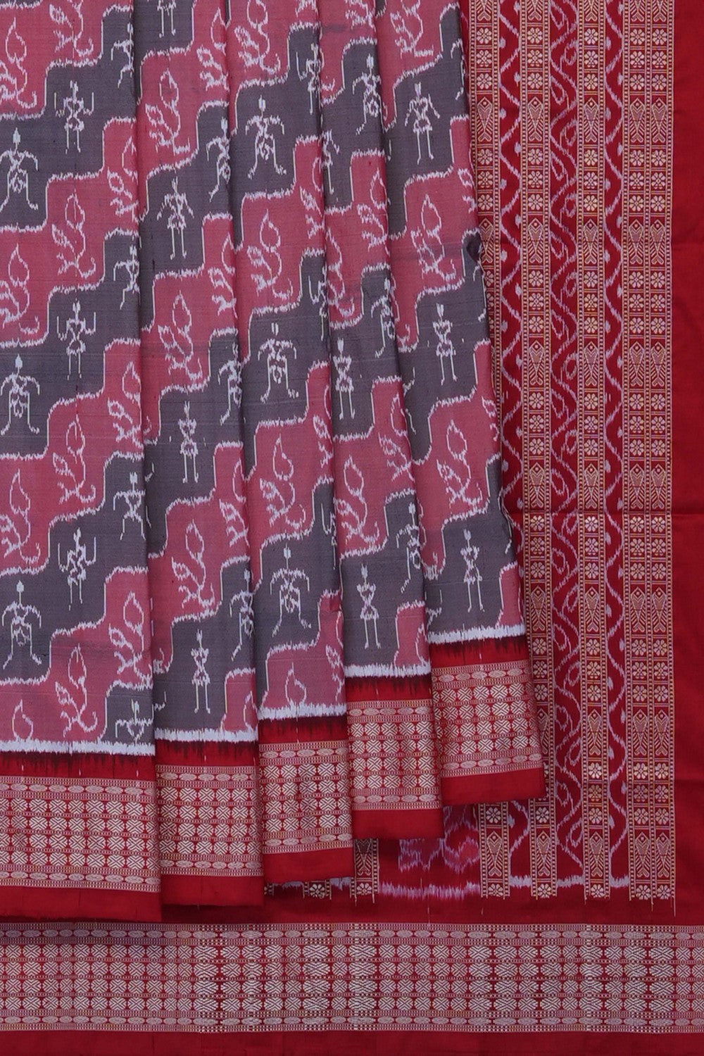 Image of Grey Sambalpuri Silk Saree