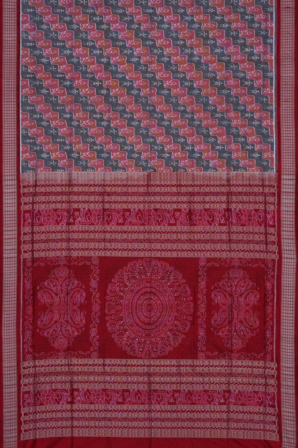 Image of Grey Sambalpuri Silk Saree