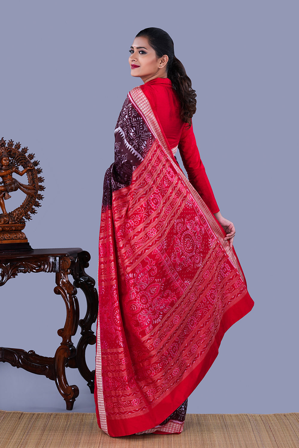 Image of Brown Sambalpuri Silk Saree