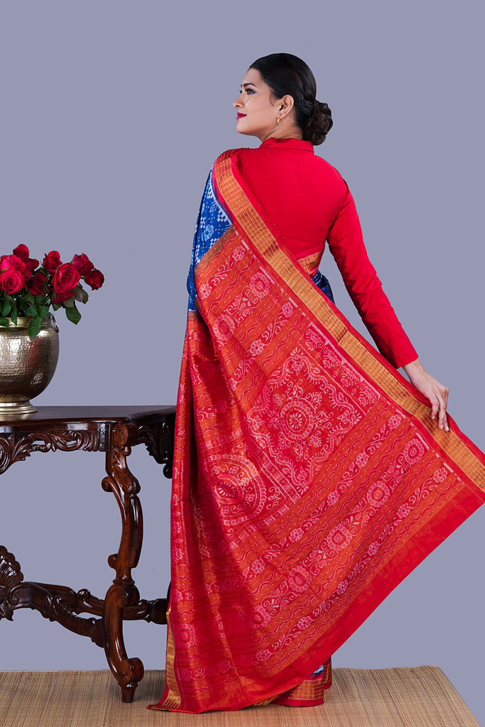 Image of Blue Sambalpuri Silk Saree