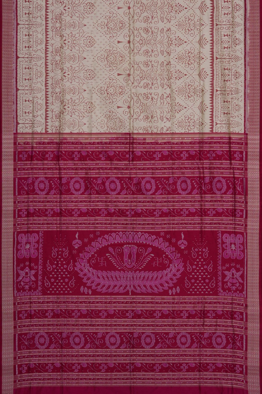 Image of Cream Sambalpuri Silk Saree