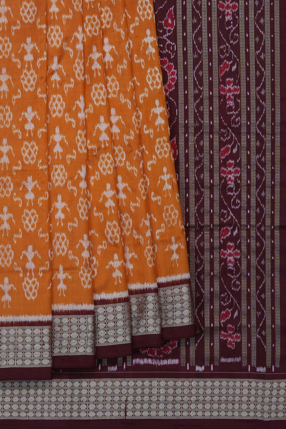Image of Mustard Sambalpuri Silk Saree
