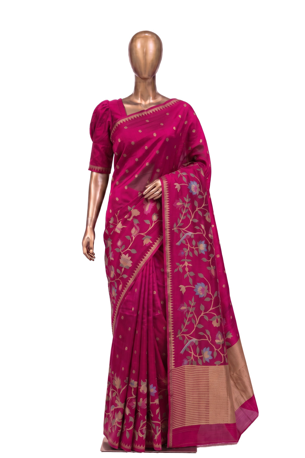 Image of Plum-Pink Silk Saree