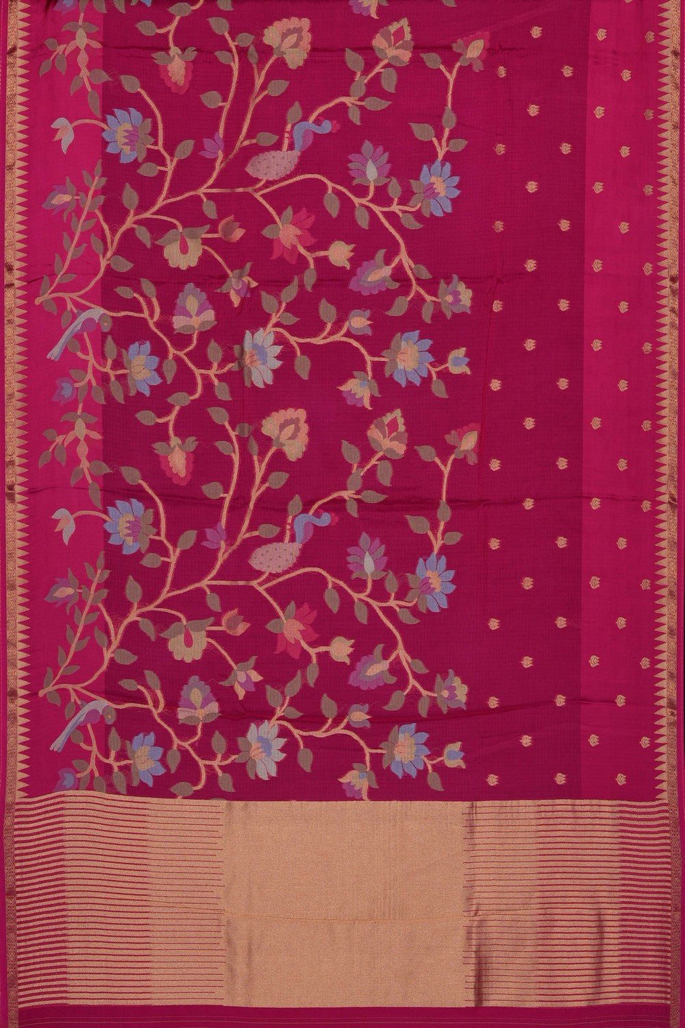 Image of Plum-Pink Silk Saree